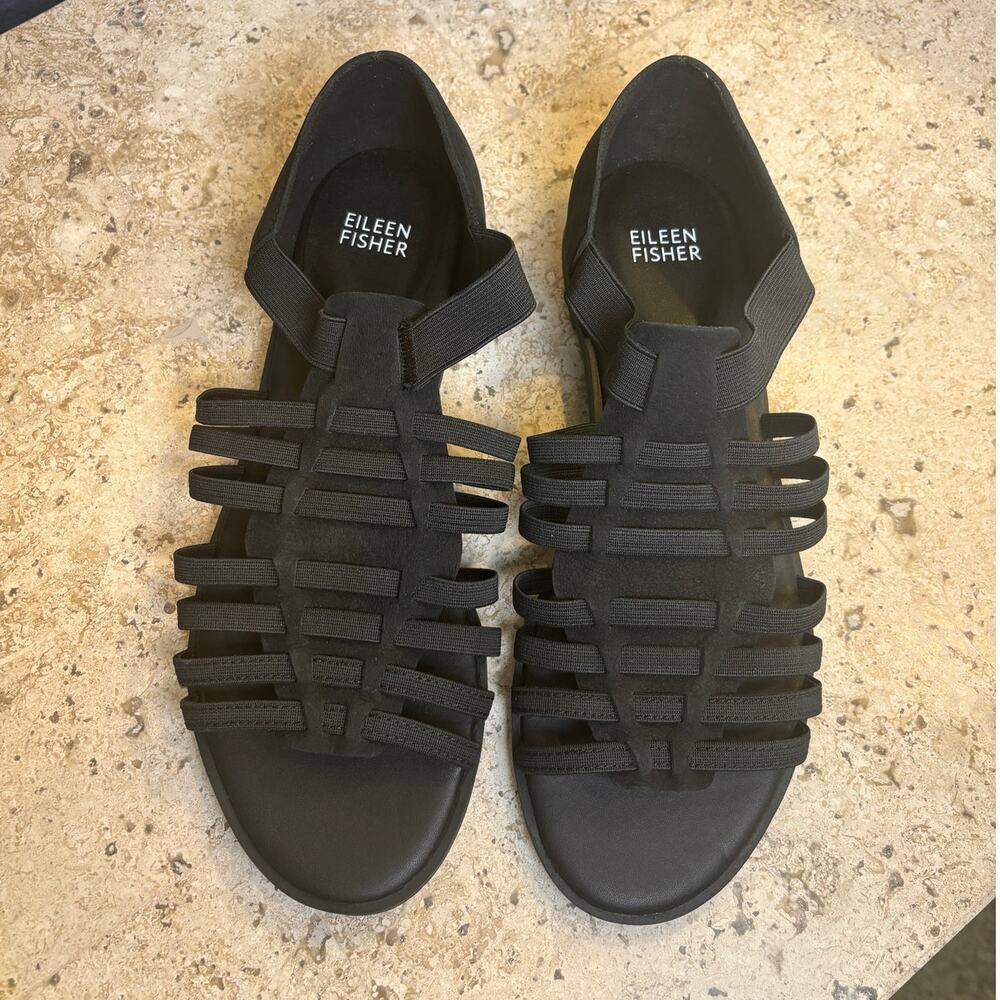Eileen Fisher Black Womens Strappy Gladiator Flat Comfort Sandals Size 8 New